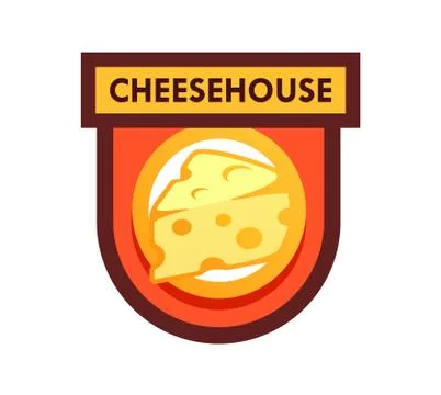 Vector Logo for Cafe or Cheese Shop and Dairy Farm Productions. Emblem Ilustración de archivo