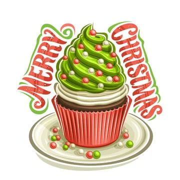 Vector logo for Christmas Cupcake Stock Illustration