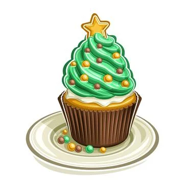 Vector logo for Christmas Cupcake Stock Illustration