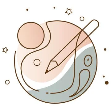 Vector logo with circles and pencil. Stock Illustration