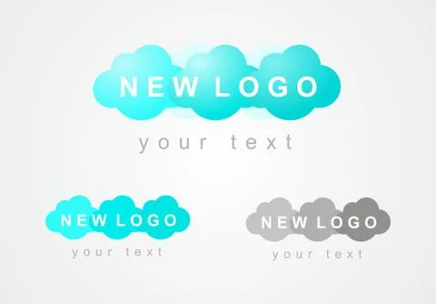 Vector logo with cloud, sky, cloud. Abstract blue icon with clouds. Stock Illustration