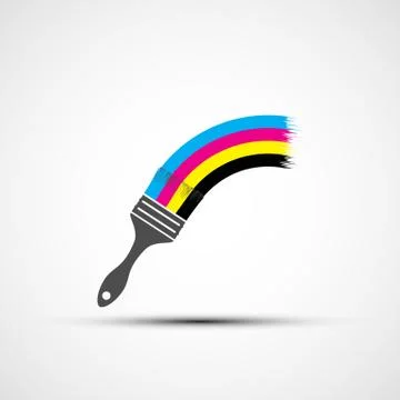 Vector logo cmyk rainbow and paint brush Stock Illustration
