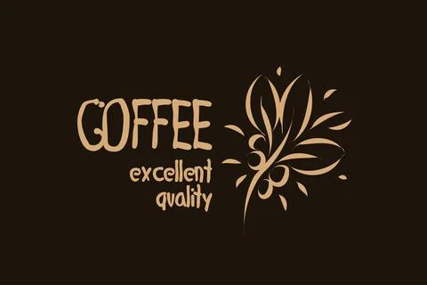 Vector logo with coffee beans drawn on a dark background 스톡 일러스트
