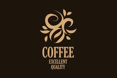 Vector logo with coffee beans drawn on a dark background Illustrazione stock