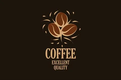 Vector logo with coffee beans drawn on a dark background Stock Illustration