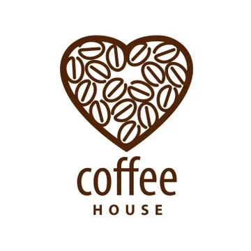 Vector logo coffee beans in the shape of heart 库存插图
