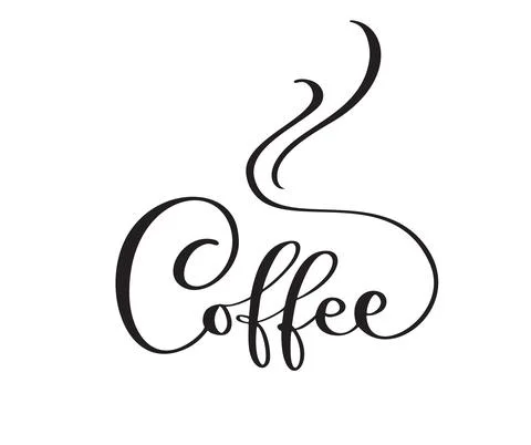 Vector logo of coffee calligraphic text with steam. Black and white handwritten Stock-Illustration