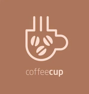 Vector logo coffee cup beans Stock Illustration