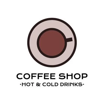 Vector logo with coffee cup on saucer and inscription on white background Stock Illustration