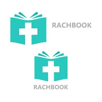 Vector logo combination of a book and christian cross Stock Illustration