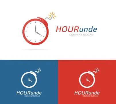 Vector logo combination of a clock and bomb. Explosion and timer logo. Clock and Stockillustratie
