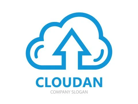 Vector logo combination of a cloud and arrow up.  Cloud logo. Loading logo Stock Illustration