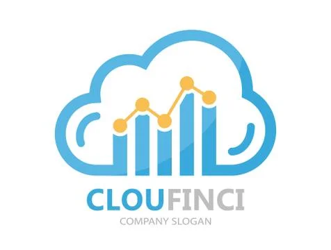 Vector logo combination of a cloud and financial graph Stock Illustration