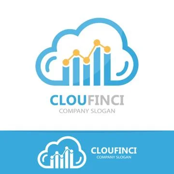 Vector logo combination of a cloud and financial graph Stock Illustration