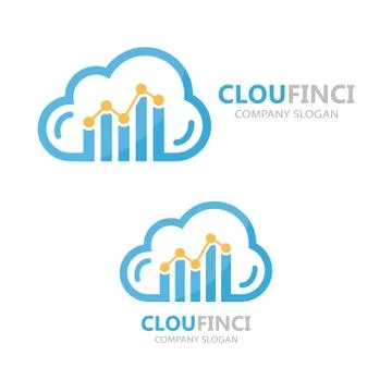 Vector logo combination of a cloud and financial graph Stock Illustration