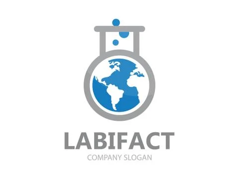 Vector logo combination of a earth and lab Stock Illustration