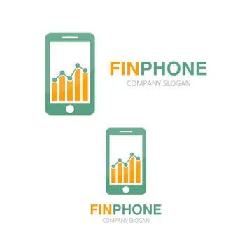 Vector logo combination of a graph and phone Stock Illustration