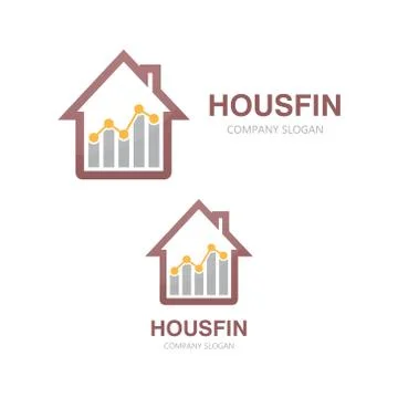 Vector logo combination of a graph and house logo Stock Illustration