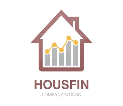 Vector logo combination of a graph and house logo Stock Illustration