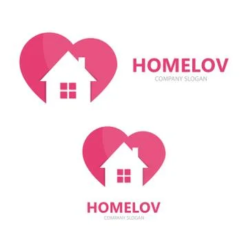 Vector logo combination of a heart and house Stock Illustration