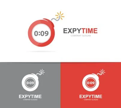 Vector logo combination of a timer and bomb. Explosion and clock logo. Timer and Stock Illustration
