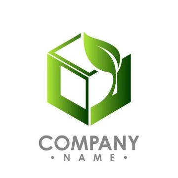 Vector logo concept illustration. Leafs and square logo. Abstract sign. Vecto Illustrazione stock