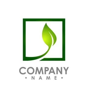 Vector logo concept illustration. Leafs and square logo. Abstract sign. Vecto Illustrazione stock