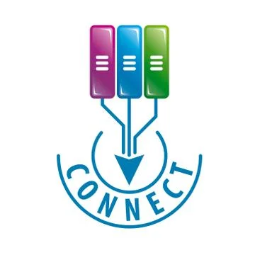 Vector logo connect to server data Stock Illustration