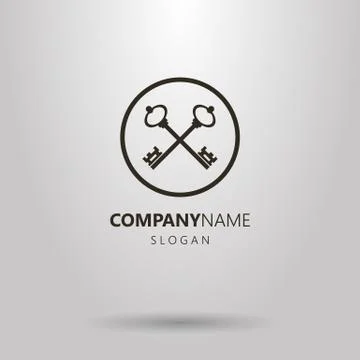 Vector logo of crossed keys in a round frame Stock Illustration