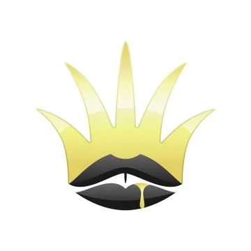 Vector logo of the crown with lips on white background. Stock Illustration