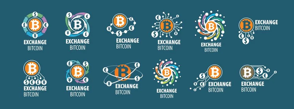 Vector logo of cryptocurrency. Exchange bitcoin for money Stock Illustration