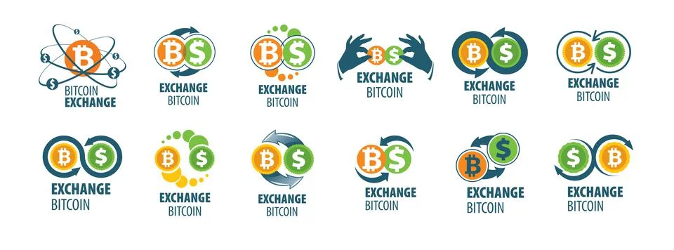 Vector logo of cryptocurrency. Exchange bitcoin for money Stock Illustration