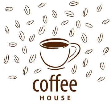 Vector logo cup and coffee beans Illustrazione stock