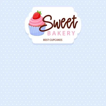 Vector logo for cupcake shop, decorative sign board. Stock Illustration