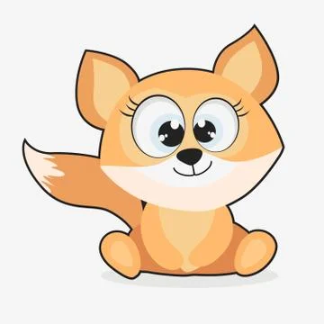 Vector logo with a cute Fox on a white background. Stock Illustration