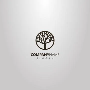 Vector logo of deciduous tree in a round frame Stock Illustration
