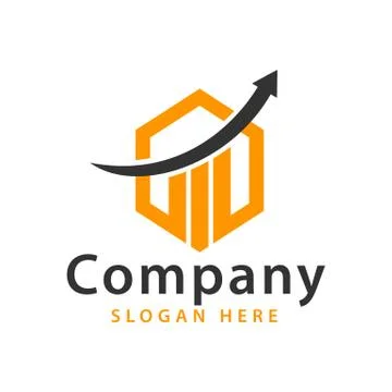 Vector logo design arrows and diagrams in the growth of the orange company bu Stock Illustration