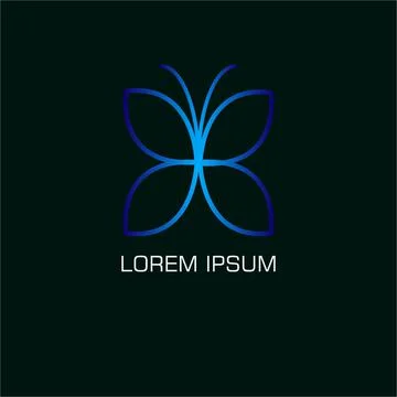 Vector logo design butterfly with a light blue gradient Illustrazione stock