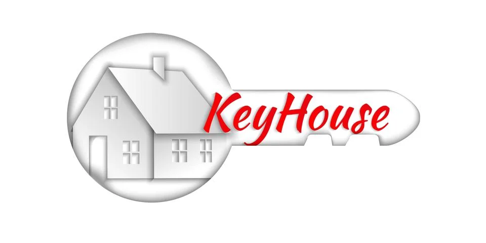 Vector logo design element on white background. Real estate, key, house, home Stock Illustration