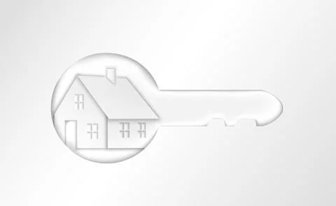 Vector logo design element on white background. Real estate, key, house, home Stock Illustration