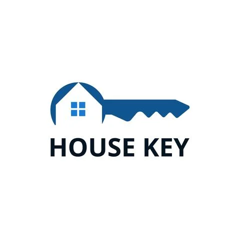 Vector logo design element on white background. Real estate, key, house, home Stock Illustration