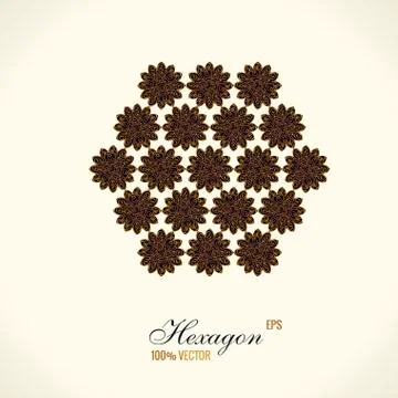 Vector logo design. Floral round gold islam star. Vintage element, emblem in Stock Illustration