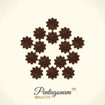 Vector logo design. Floral round gold islam star. Vintage element, emblem in Stock Illustration