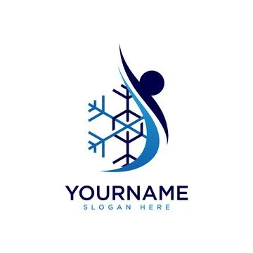 Vector logo design Snowflake sign for cryo therapy Stock Illustration