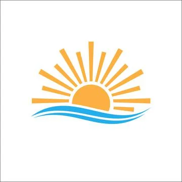 Vector logo design of sunlight in the horizon of the sea Stock Illustration