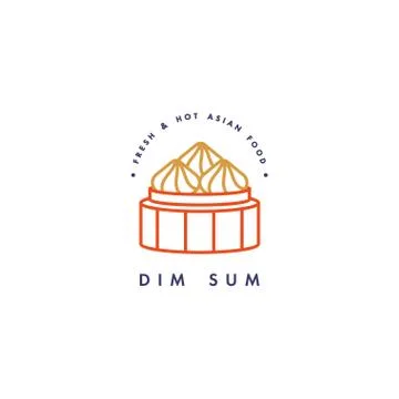 Vector logo design template and emblem or badge. Asian food - dim sum. Linear Stock Illustration