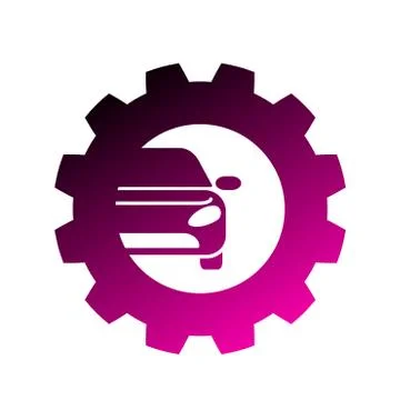 Vector logo design template for auto parts service with car silhouette and ge Stock Illustration