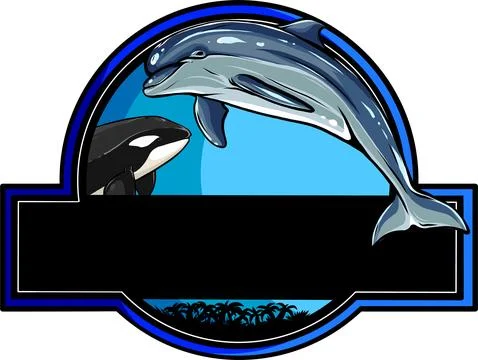 Vector logo dolphin swimming in the sea Stock Illustration