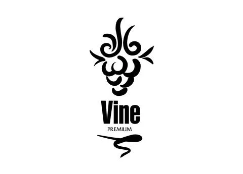 Vector logo drawn by hand. Bunch of grapes for making wine Stock Illustration