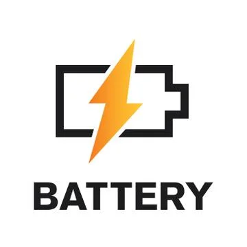 Vector logo of electric battery, charge and power Stock Illustration